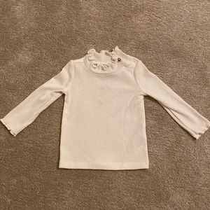 Janie and Jack Baby Girl White Ribbed Turtleneck (Size 3-6 months)